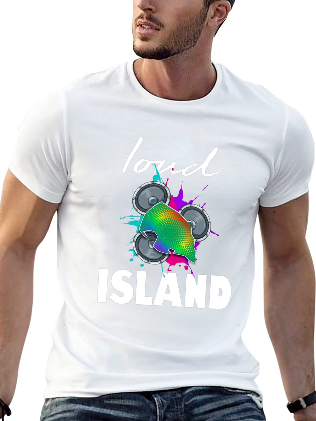 Loud Island Graphic Tee - Black Cotton Blend T-Shirt
