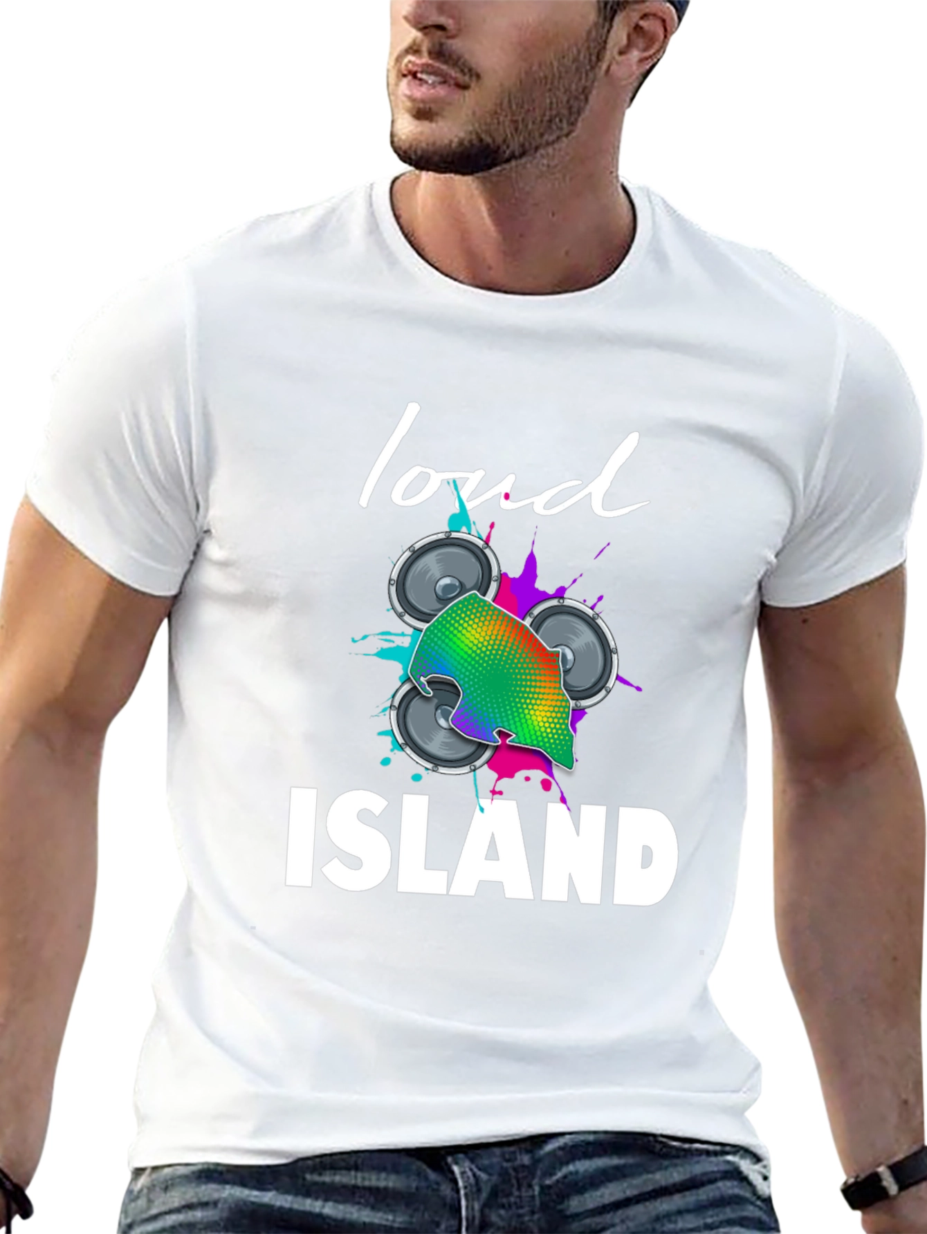 Loud Island Graphic Tee - Black Cotton Blend T-Shirt
