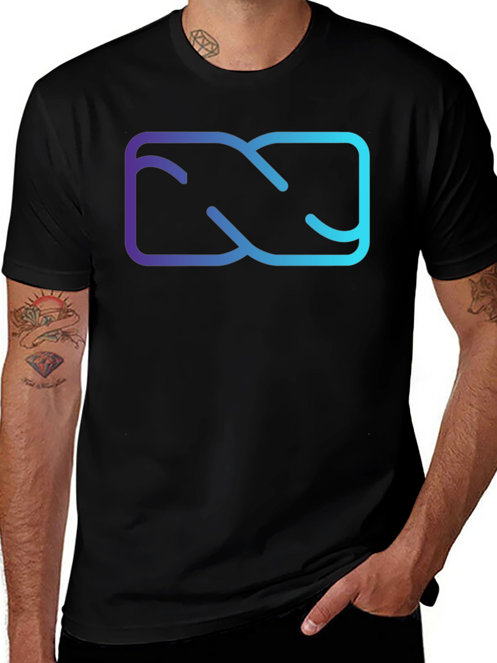 Abstract Gradient Graphic Black T-Shirt