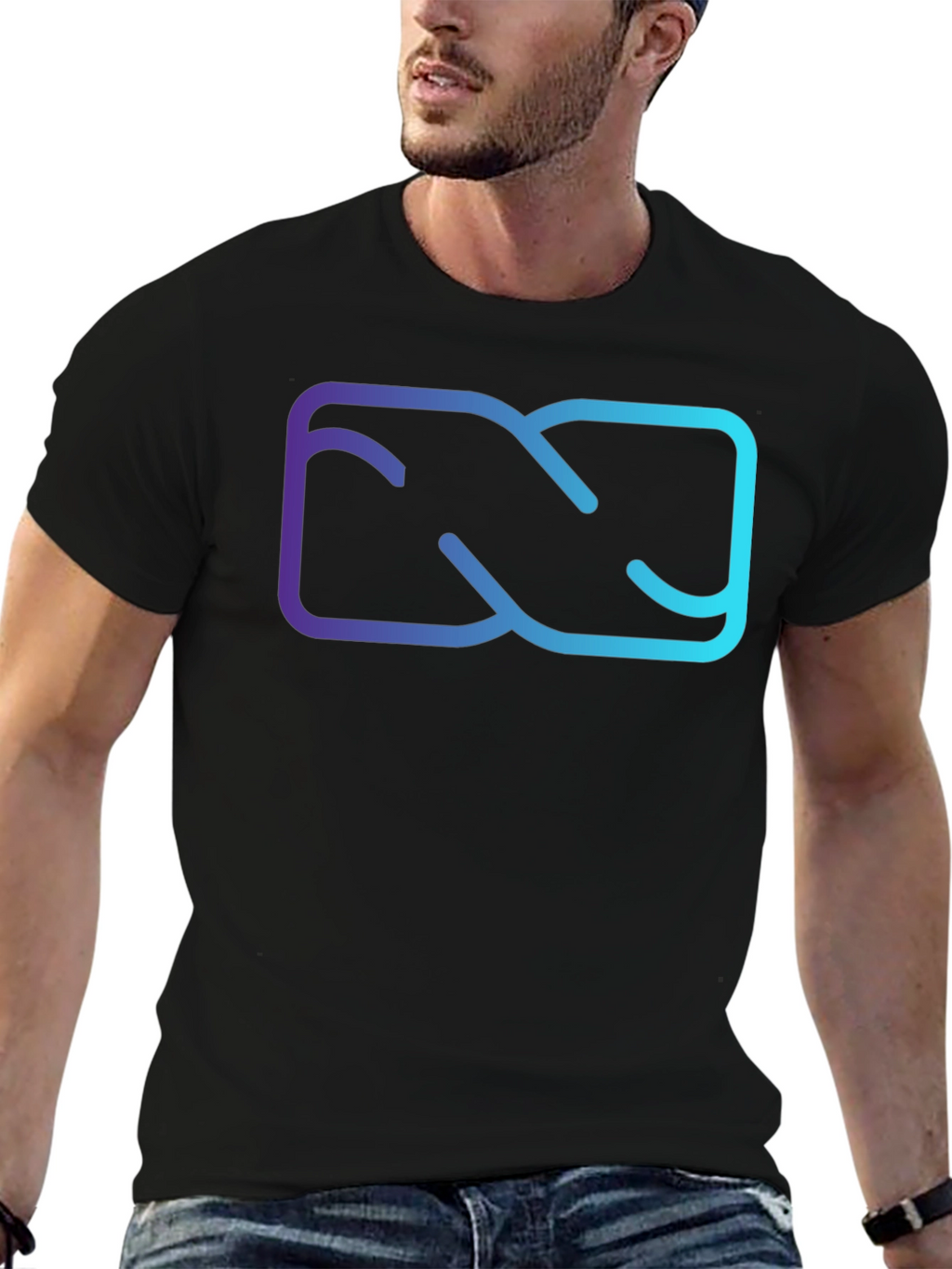 Abstract Gradient Graphic Black T-Shirt