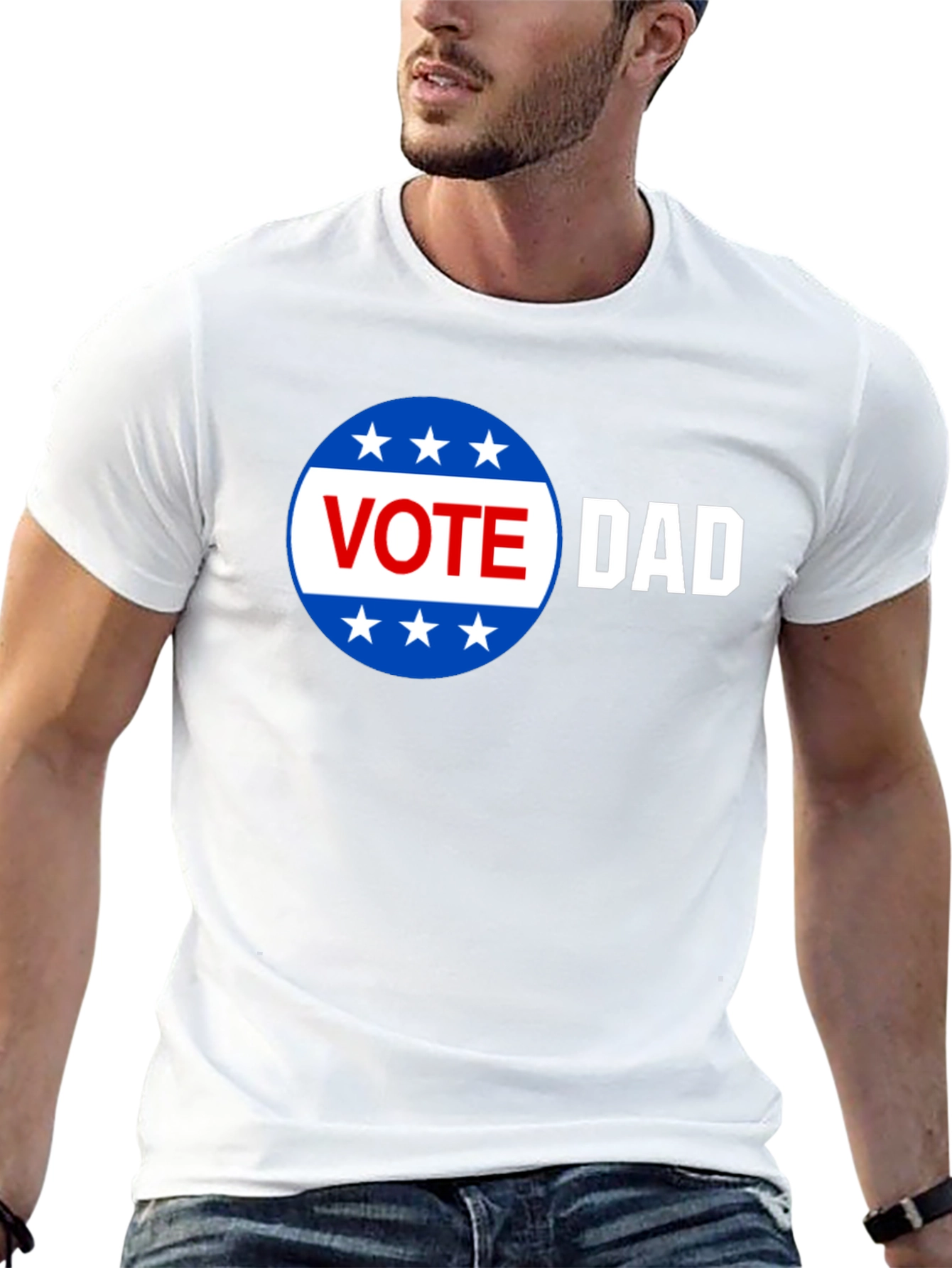 Vote Dad Graphic Print Crew Neck Tee