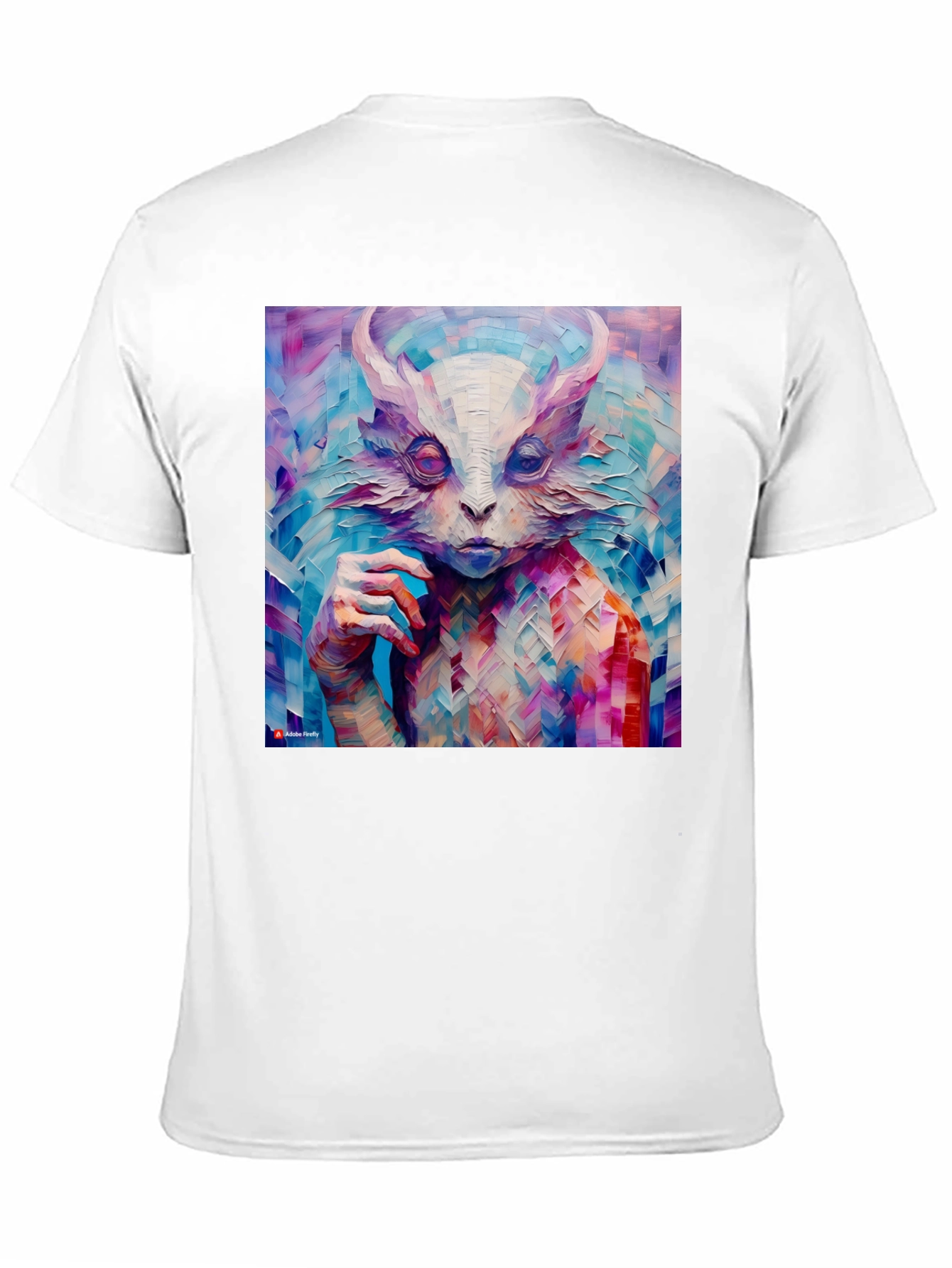 Abstract Horned Creature Art on Black T-Shirt