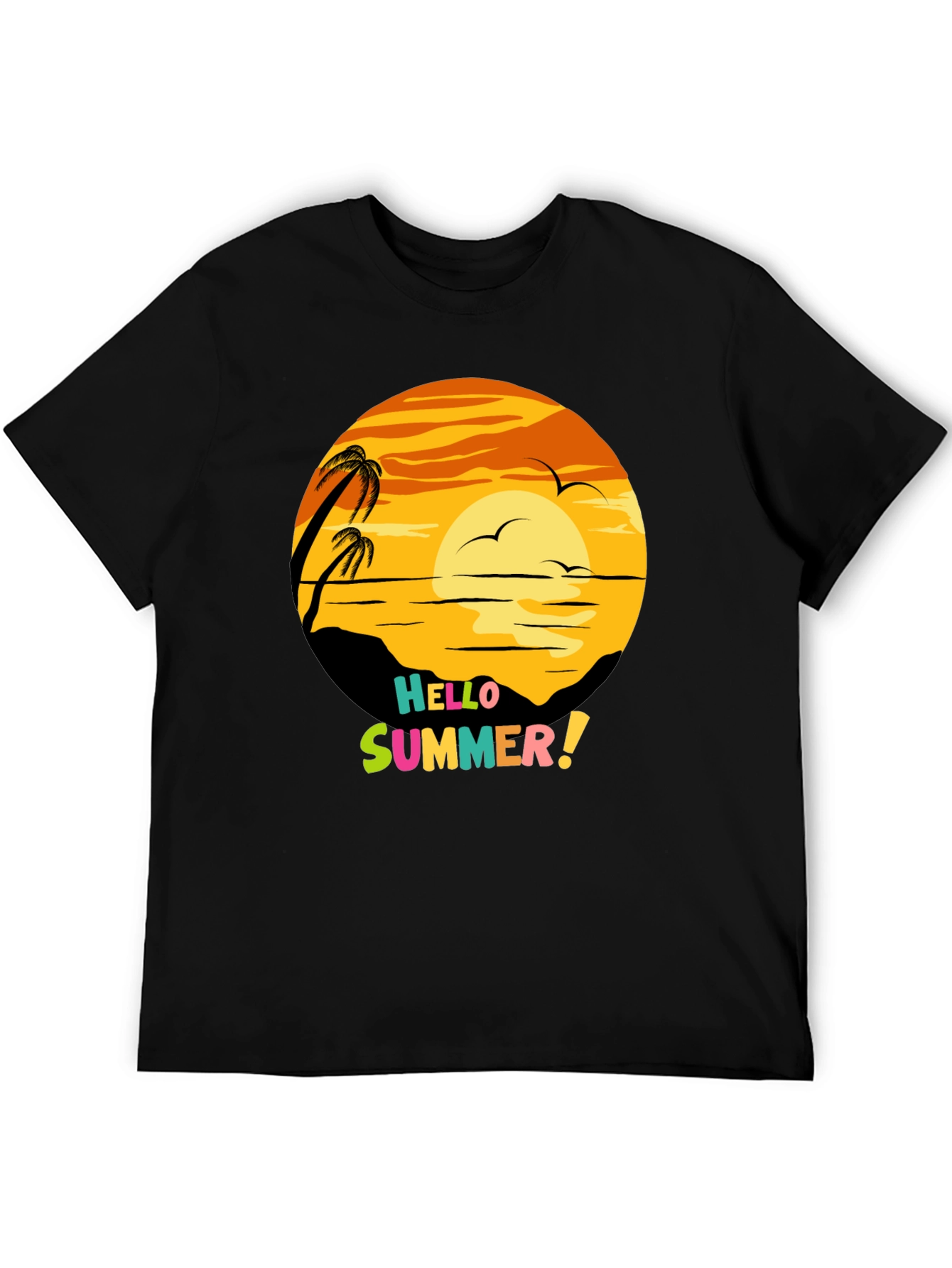 Hello Summer Graphic Tee - Beach Sunset