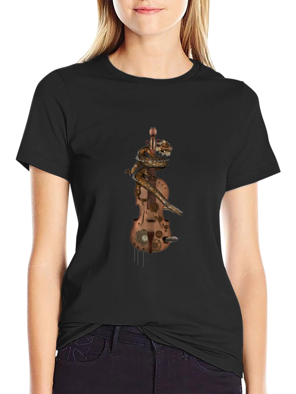 Steampunk Dragon Violin Graphic Tee