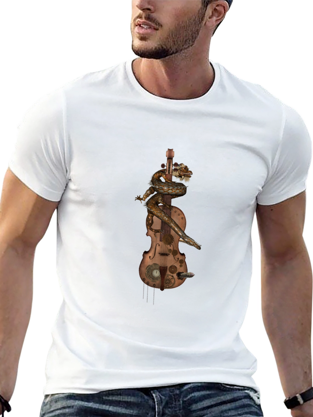 Steampunk Dragon Violin Graphic Tee