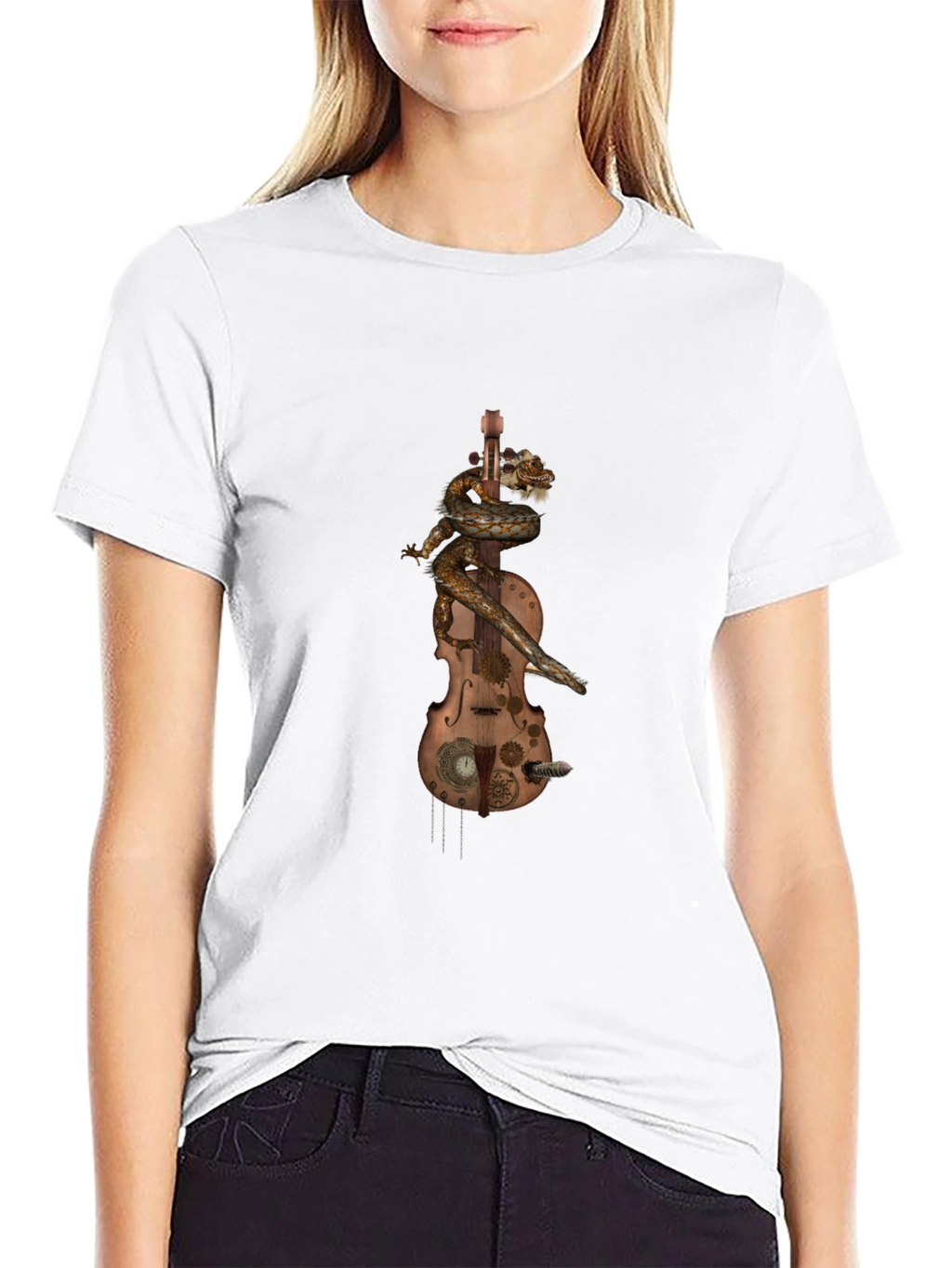 Steampunk Dragon Violin Graphic Tee