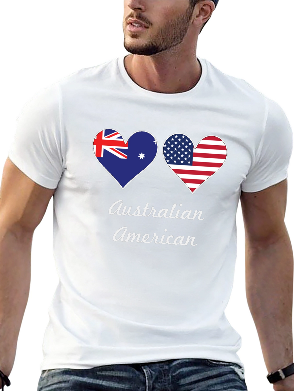 Australian American Flag Heart T-Shirt