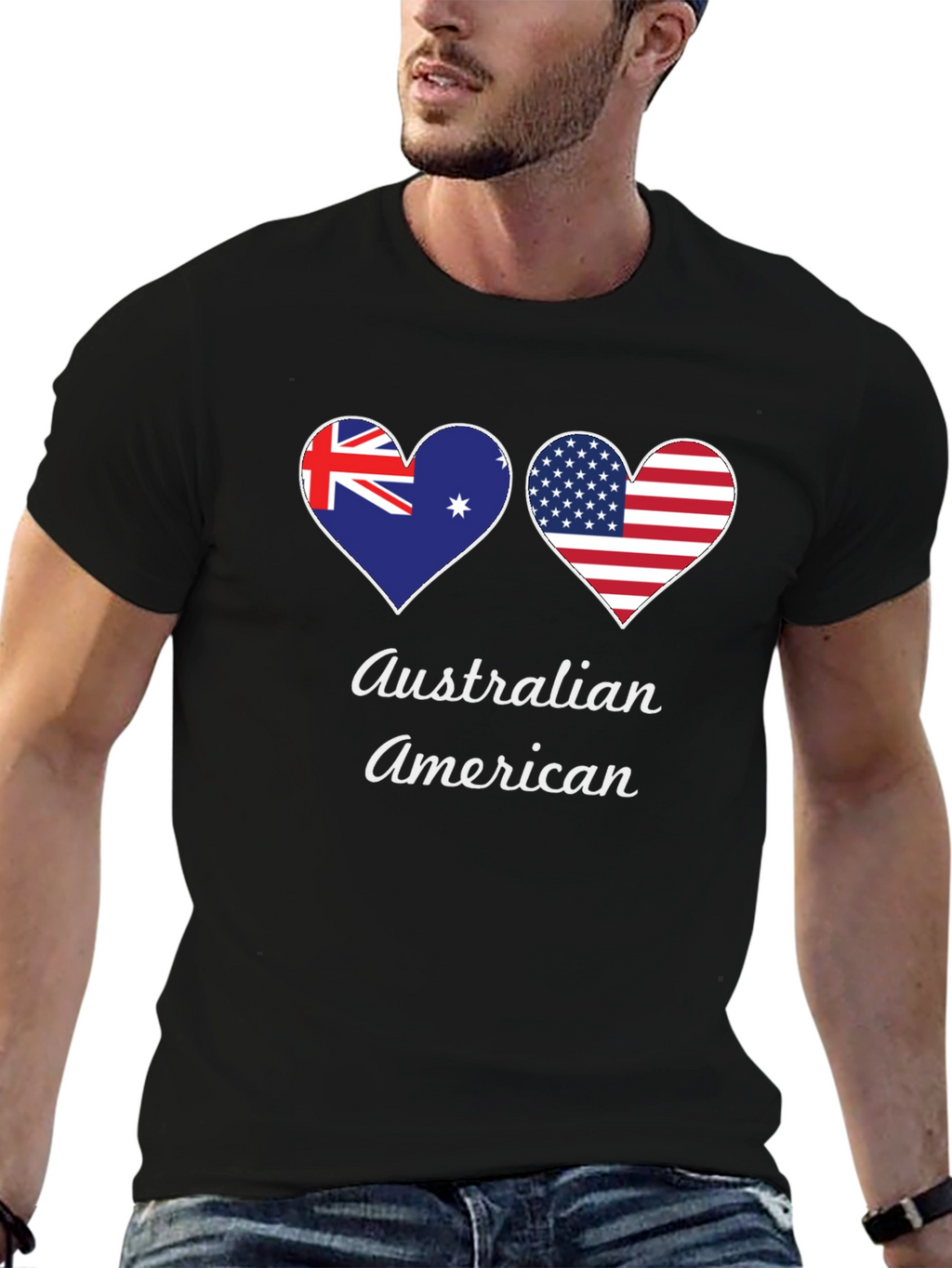 Australian American Flag Heart T-Shirt