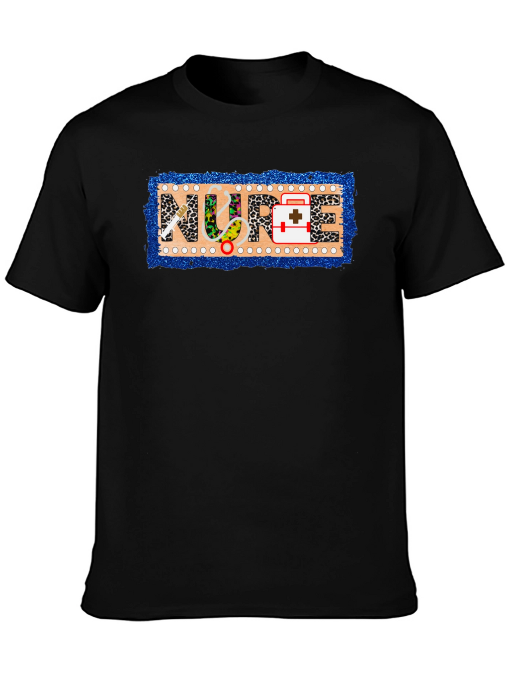 Nurse Novelty T-Shirt - Leopard Print Medical Design