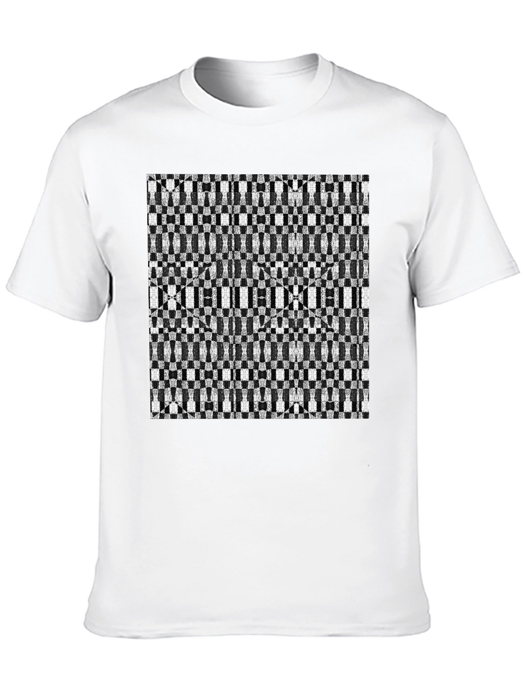 Geometric Checkerboard T-Shirt - Stylish Black Tee