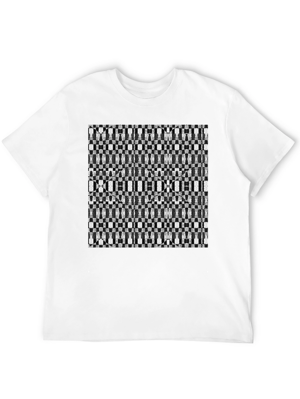 Geometric Checkerboard T-Shirt - Stylish Black Tee