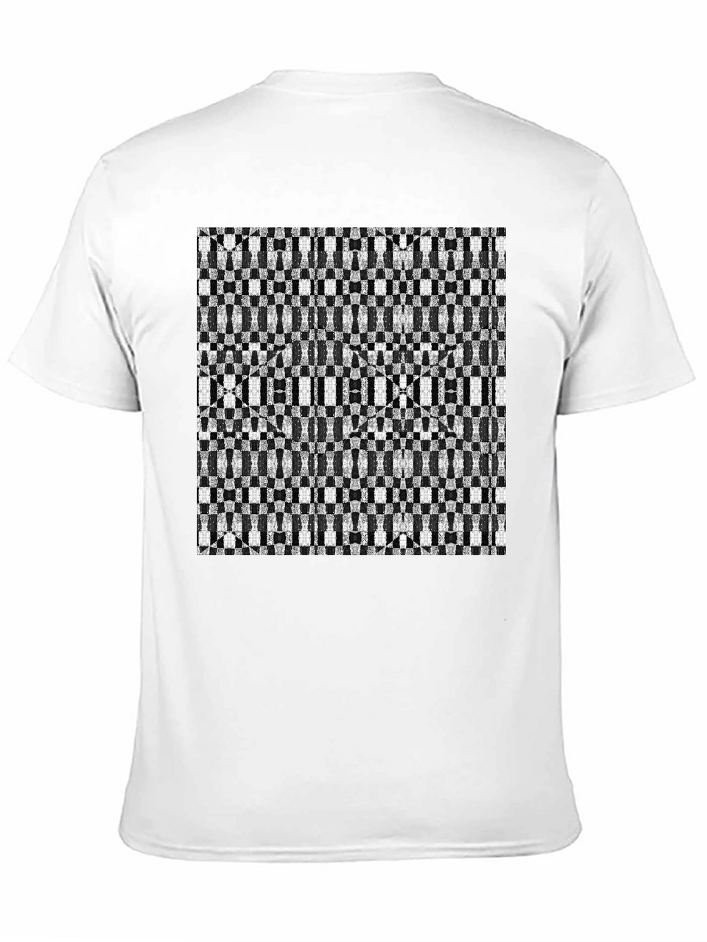 Geometric Checkerboard T-Shirt - Stylish Black Tee