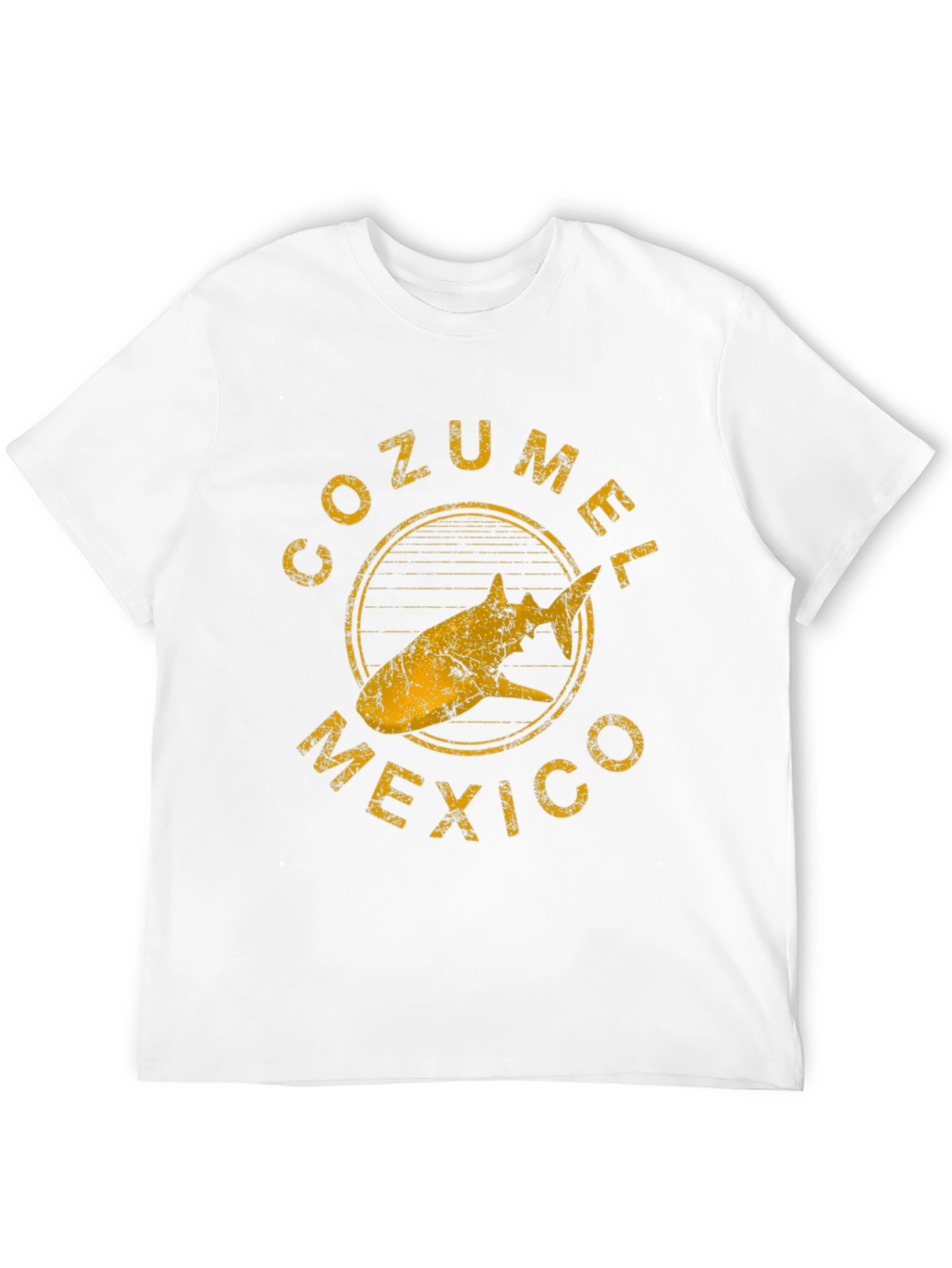 Cozumel Mexico Shark Graphic Tee - Distressed Black