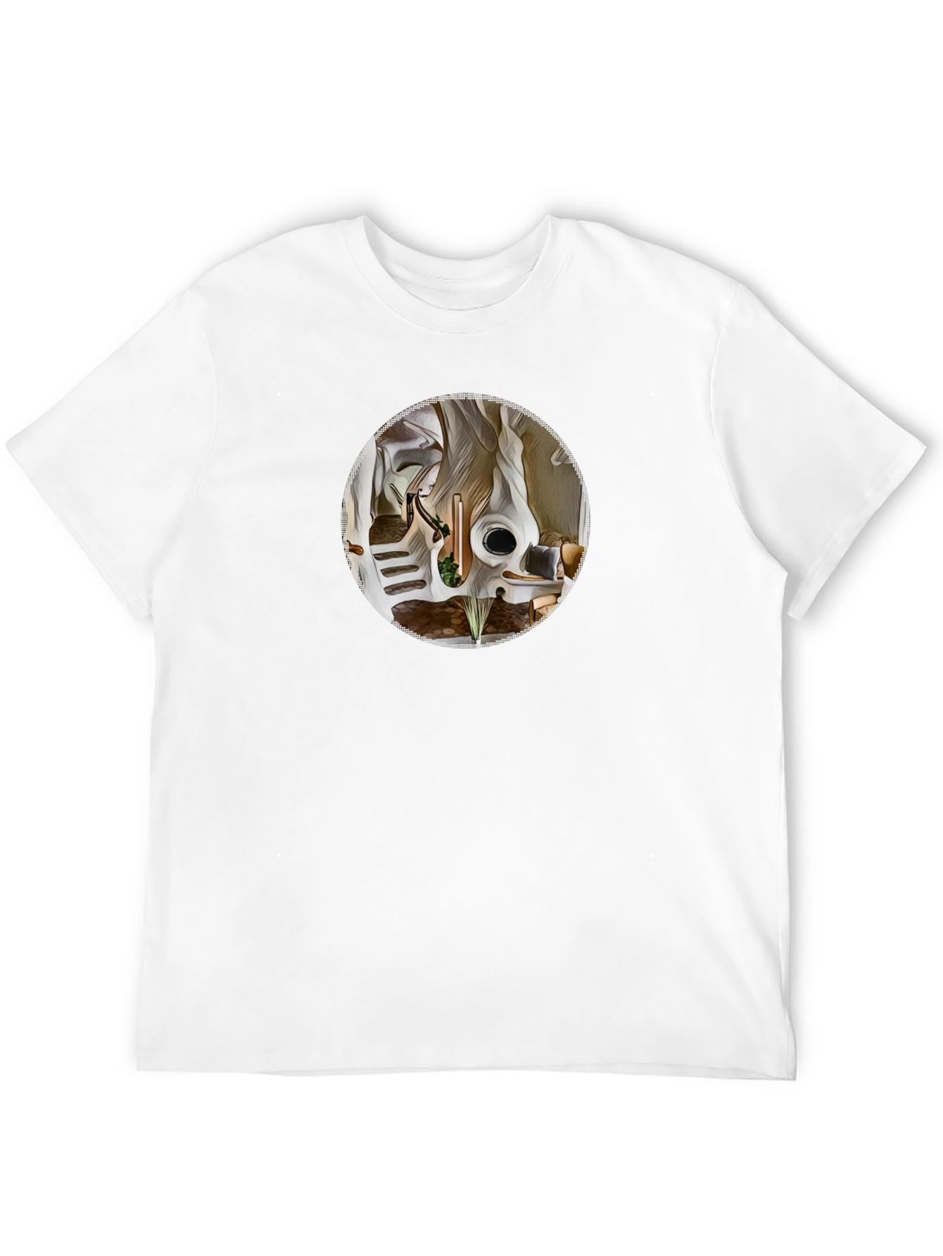 Abstract Circle Graphic Tee - Black Cotton Shirt