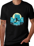 Urban Leap Graphic Tee - Black Cotton T-Shirt