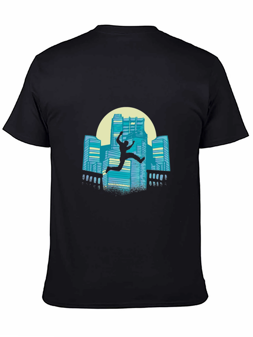 Urban Leap Graphic Tee - Black Cotton T-Shirt