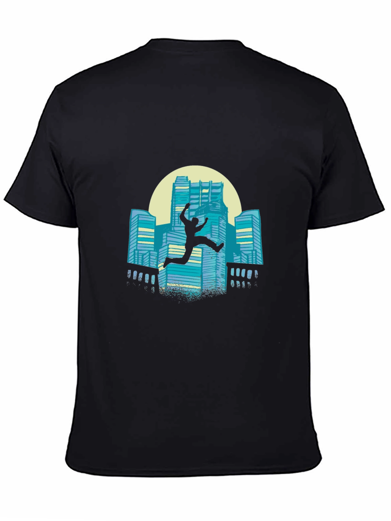 Urban Leap Graphic Tee - Black Cotton T-Shirt