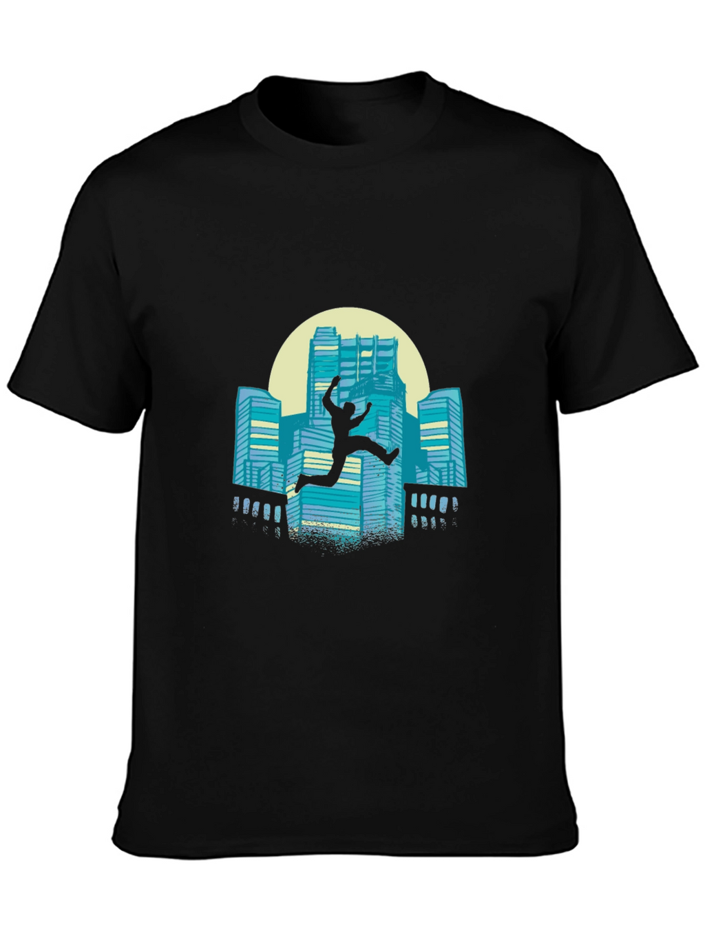 Urban Leap Graphic Tee - Black Cotton T-Shirt
