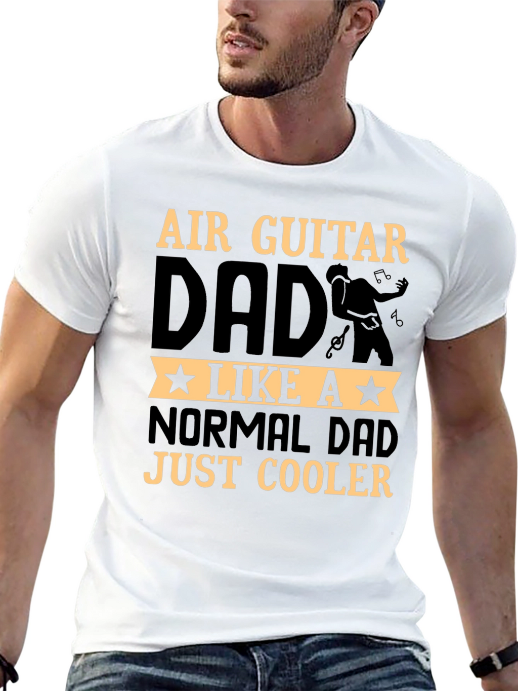 Air Guitar Dad Graphic Tee - Cool Dad Shirt