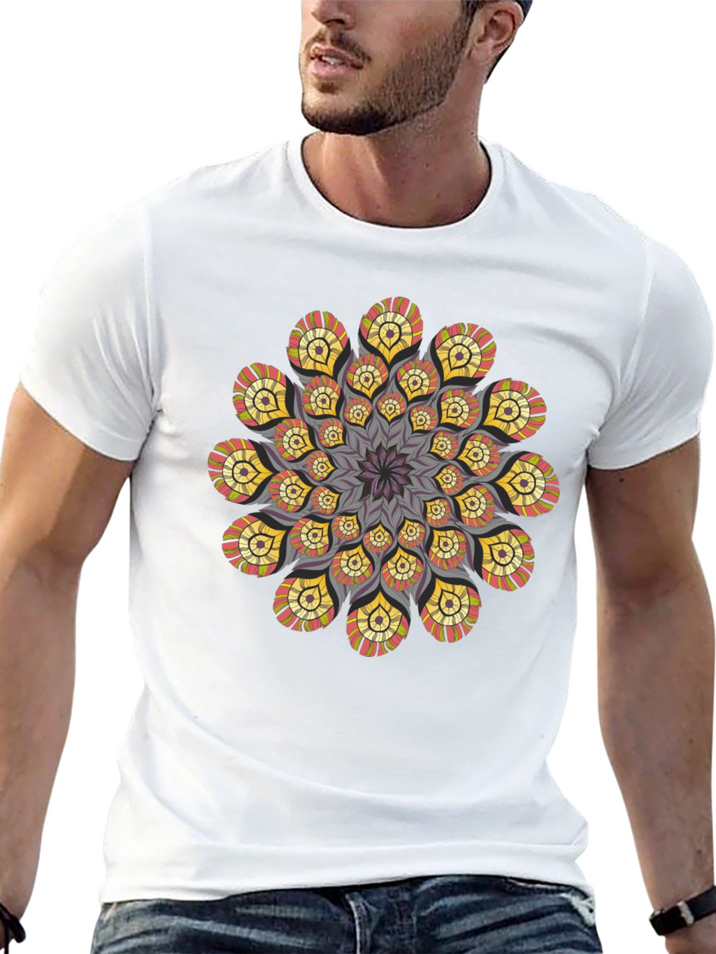 Mandala T-Shirt: Stylish Geometric Design Black