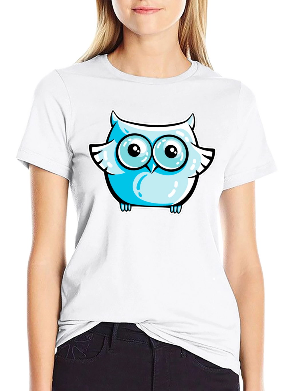 Cool Owl Graphic Tee - Black