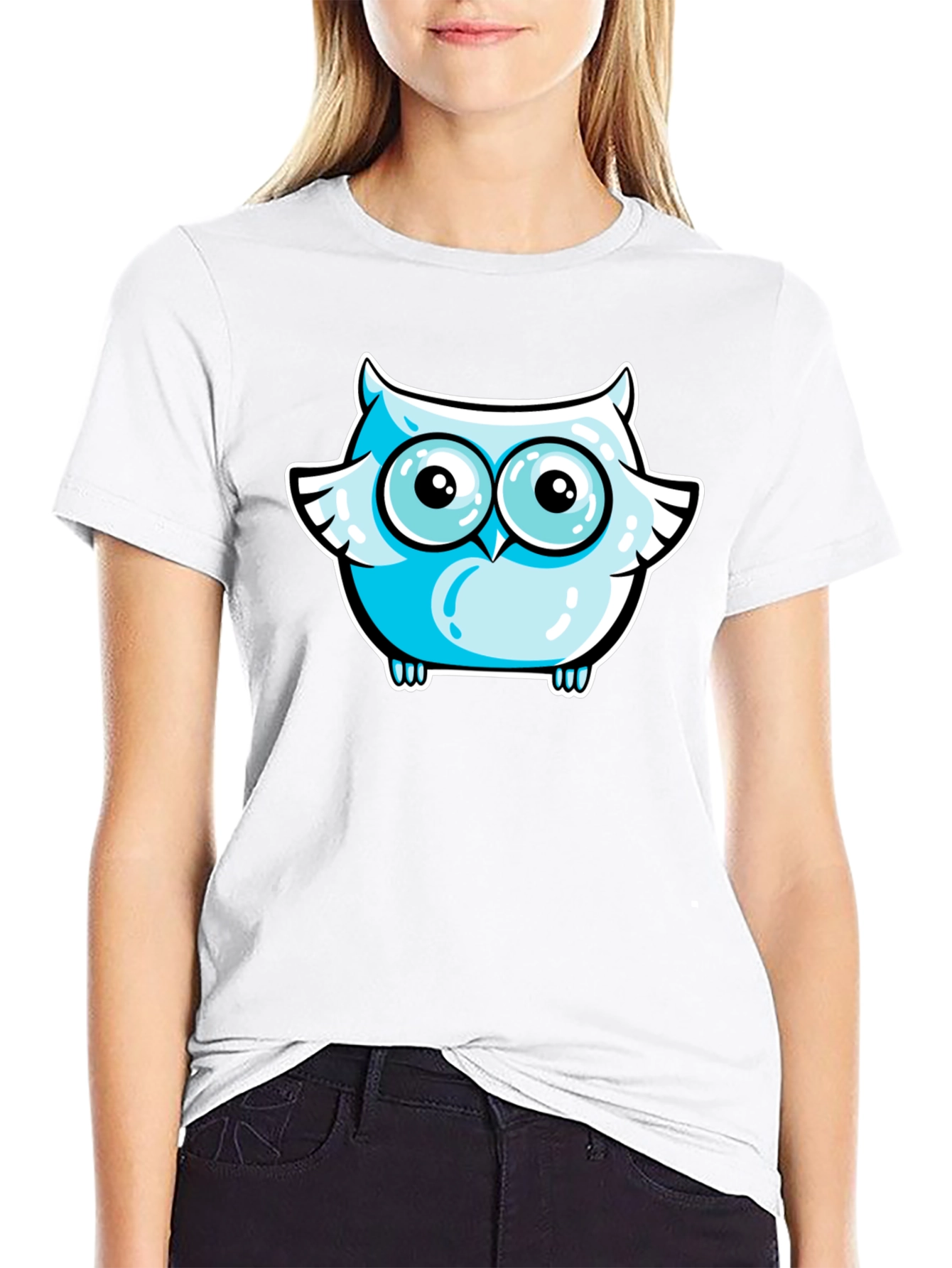 Cool Owl Graphic Tee - Black