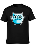 Cool Owl Graphic Tee - Black