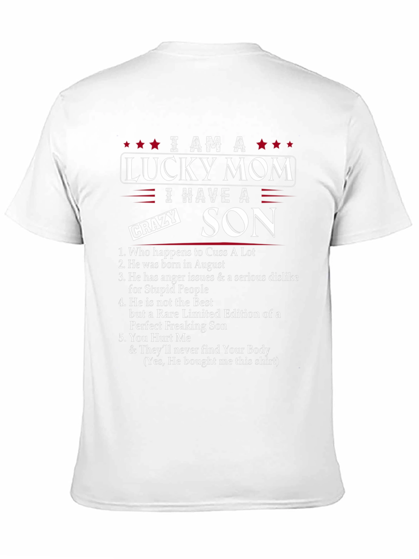 Lucky Mom Crazy Son Graphic Tee - August Birthday
