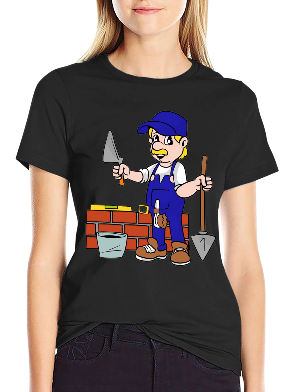 Bricklayer Cartoon Graphic T-Shirt