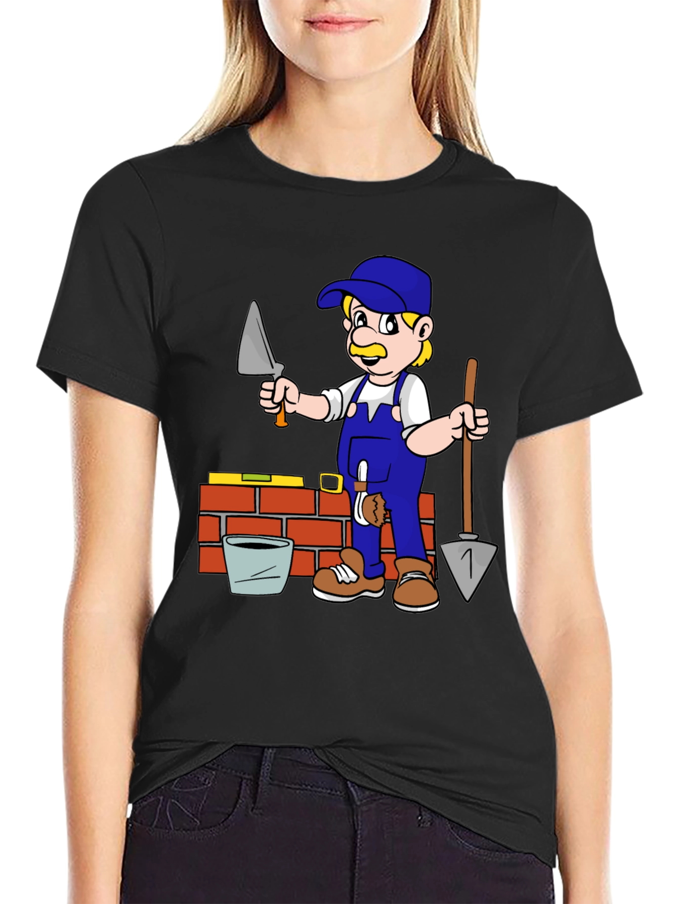 Bricklayer Cartoon Graphic T-Shirt