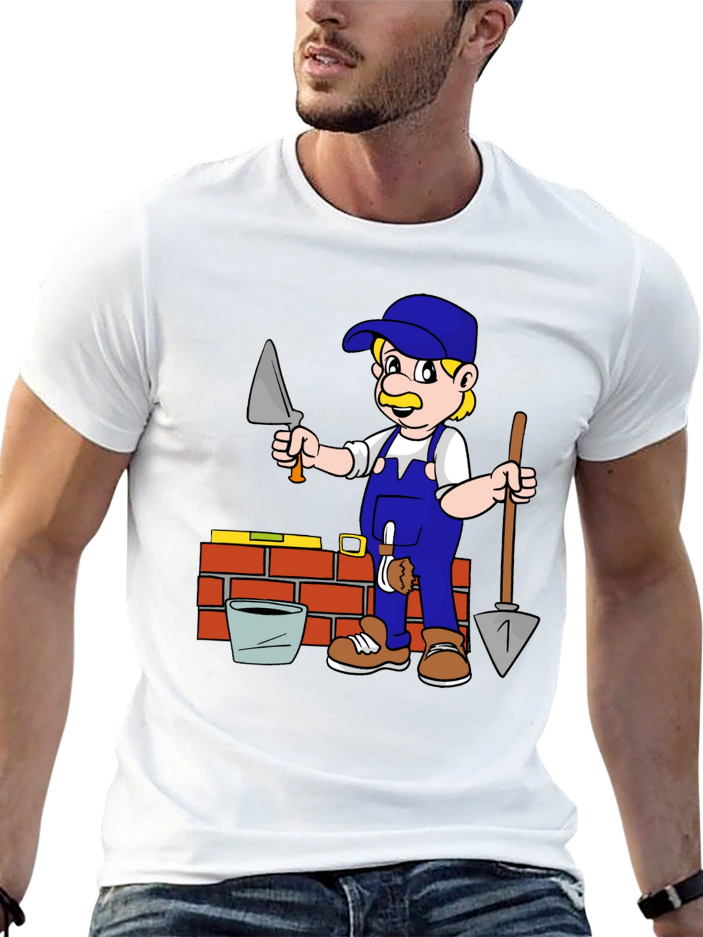 Bricklayer Cartoon Graphic T-Shirt