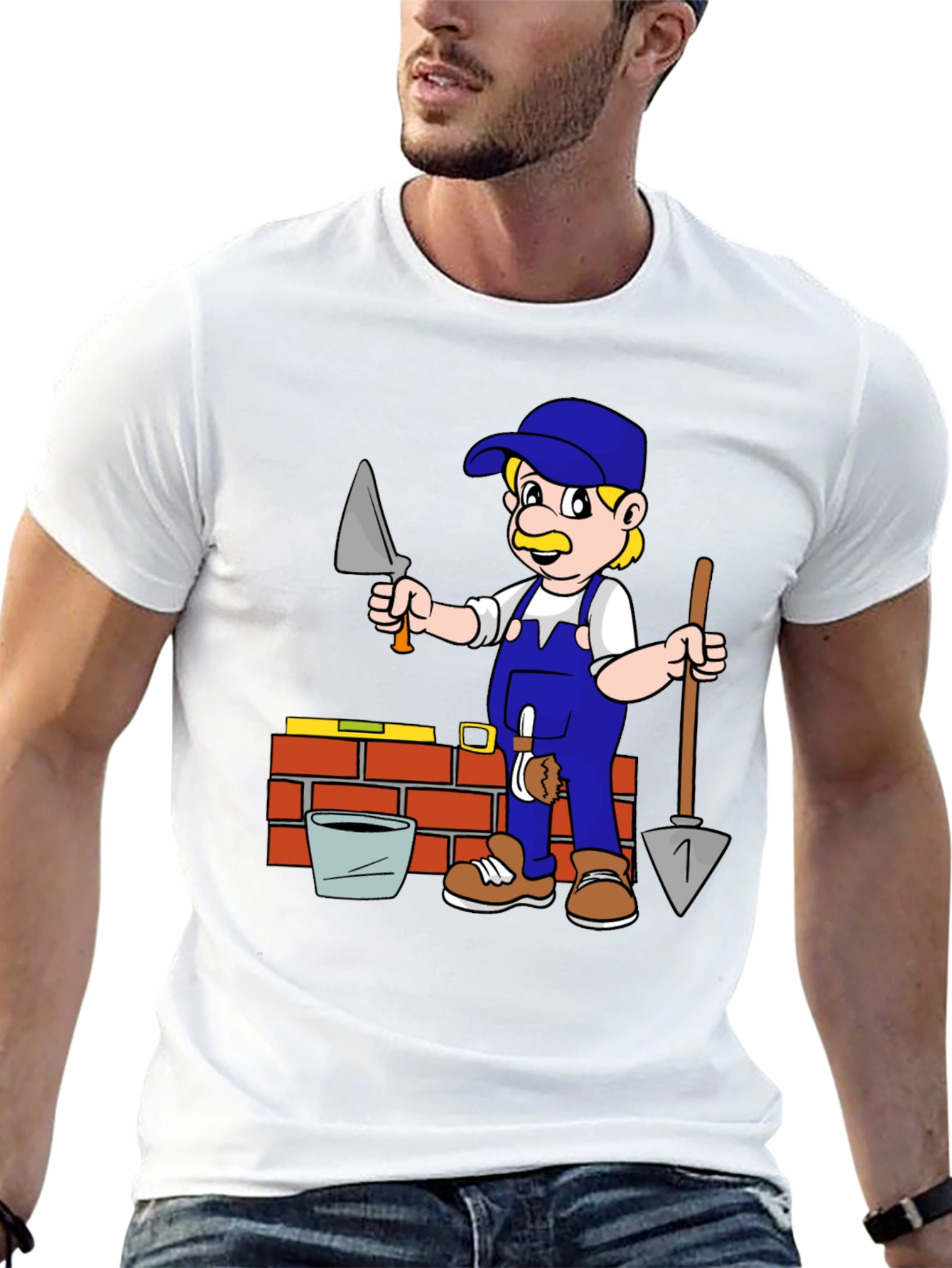 Bricklayer Cartoon Graphic T-Shirt
