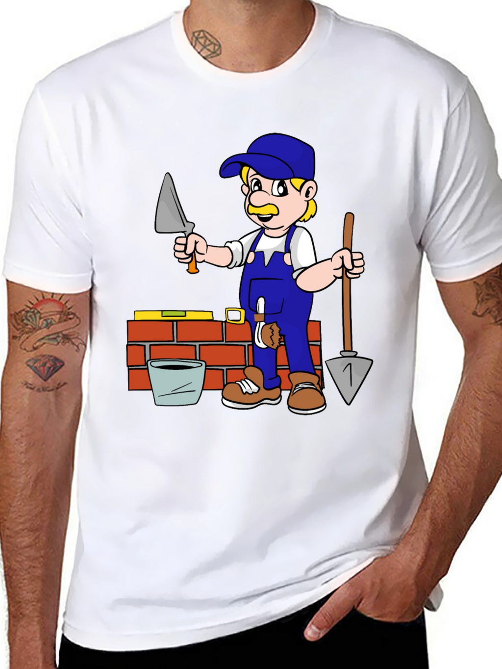 Bricklayer Cartoon Graphic T-Shirt