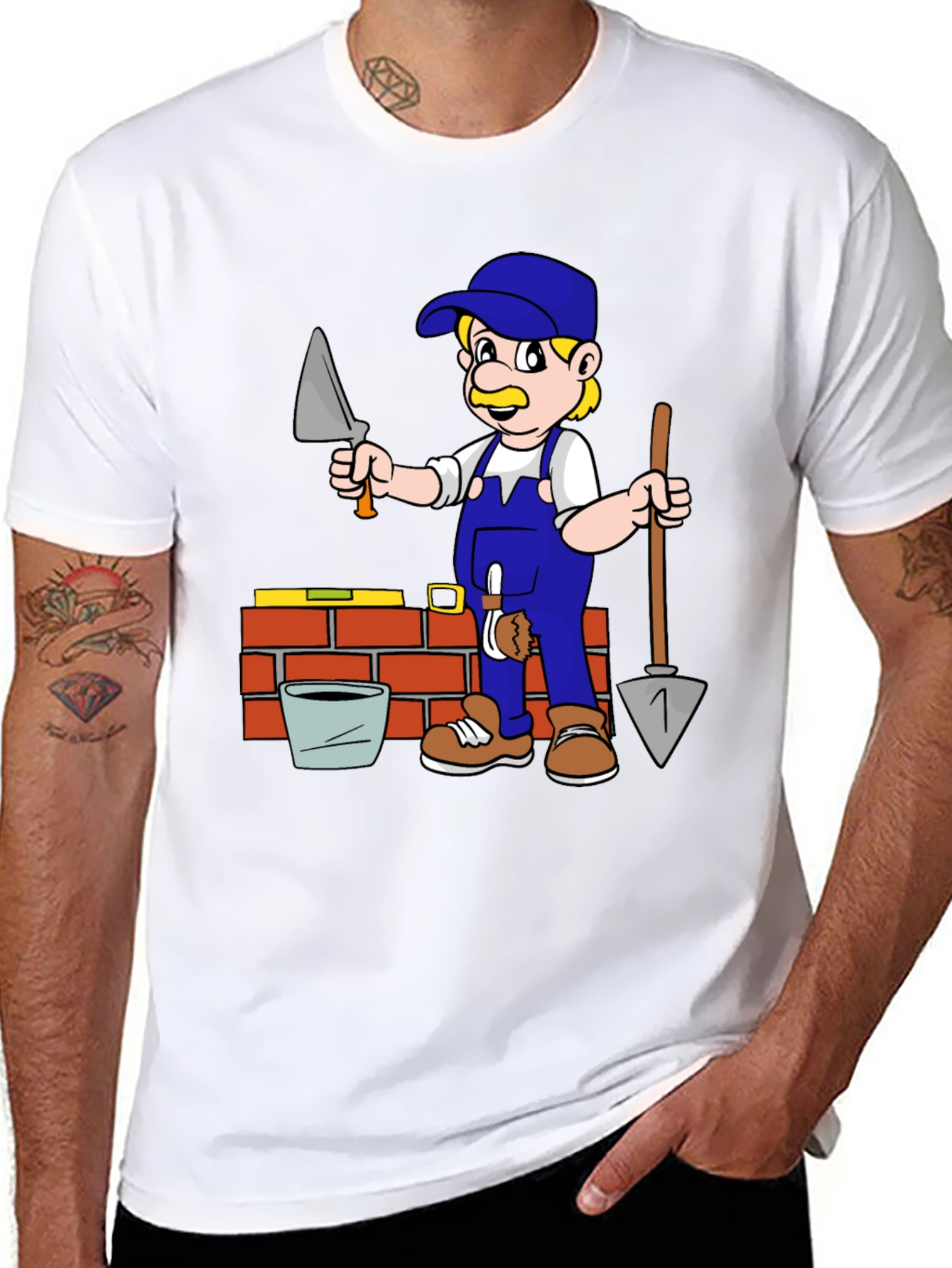 Bricklayer Cartoon Graphic T-Shirt