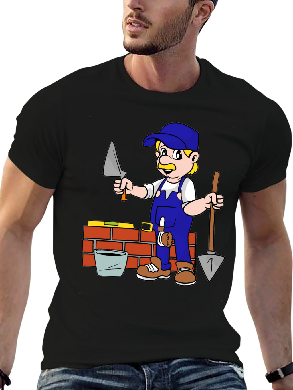 Bricklayer Cartoon Graphic T-Shirt