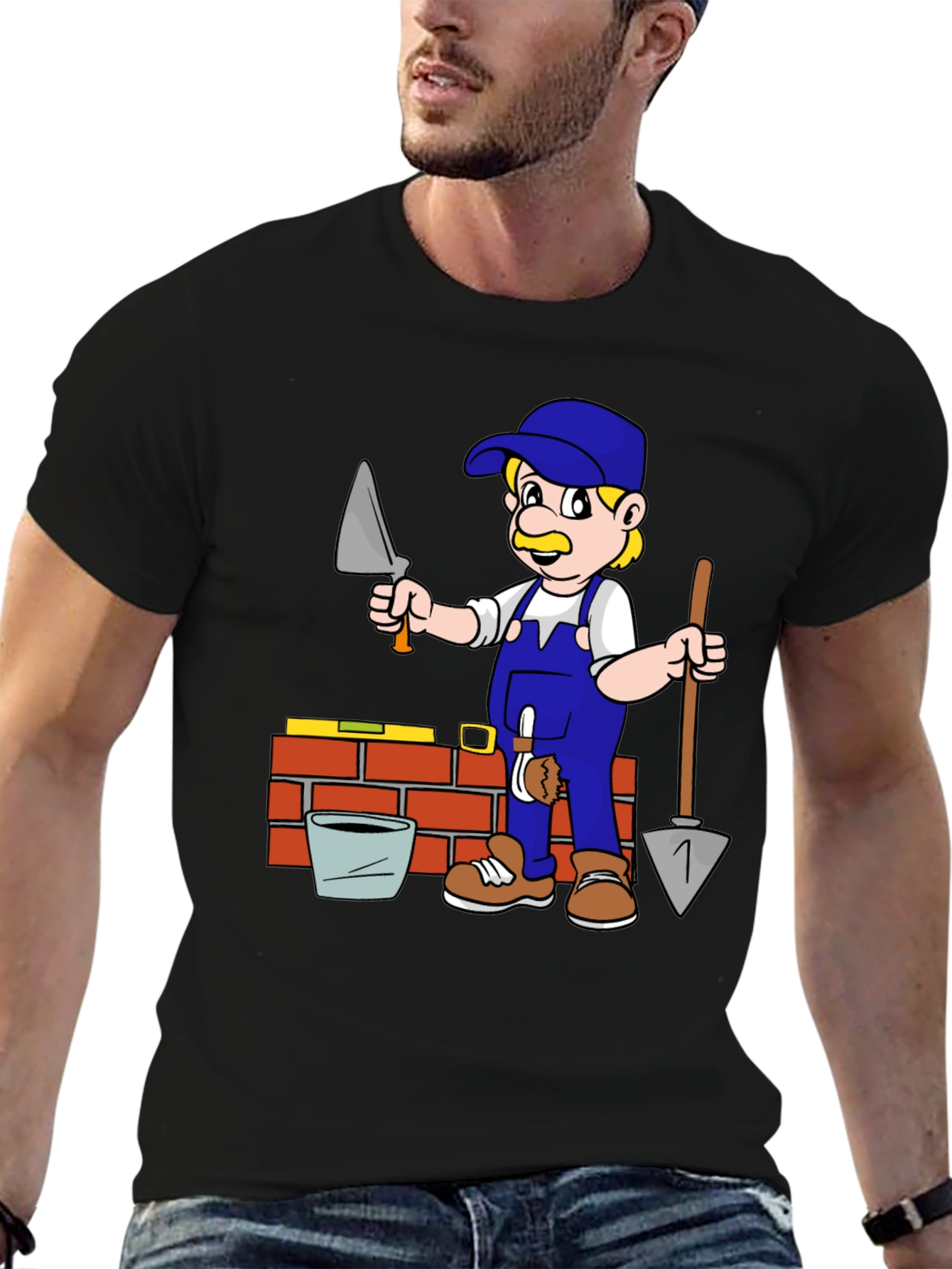 Bricklayer Cartoon Graphic T-Shirt
