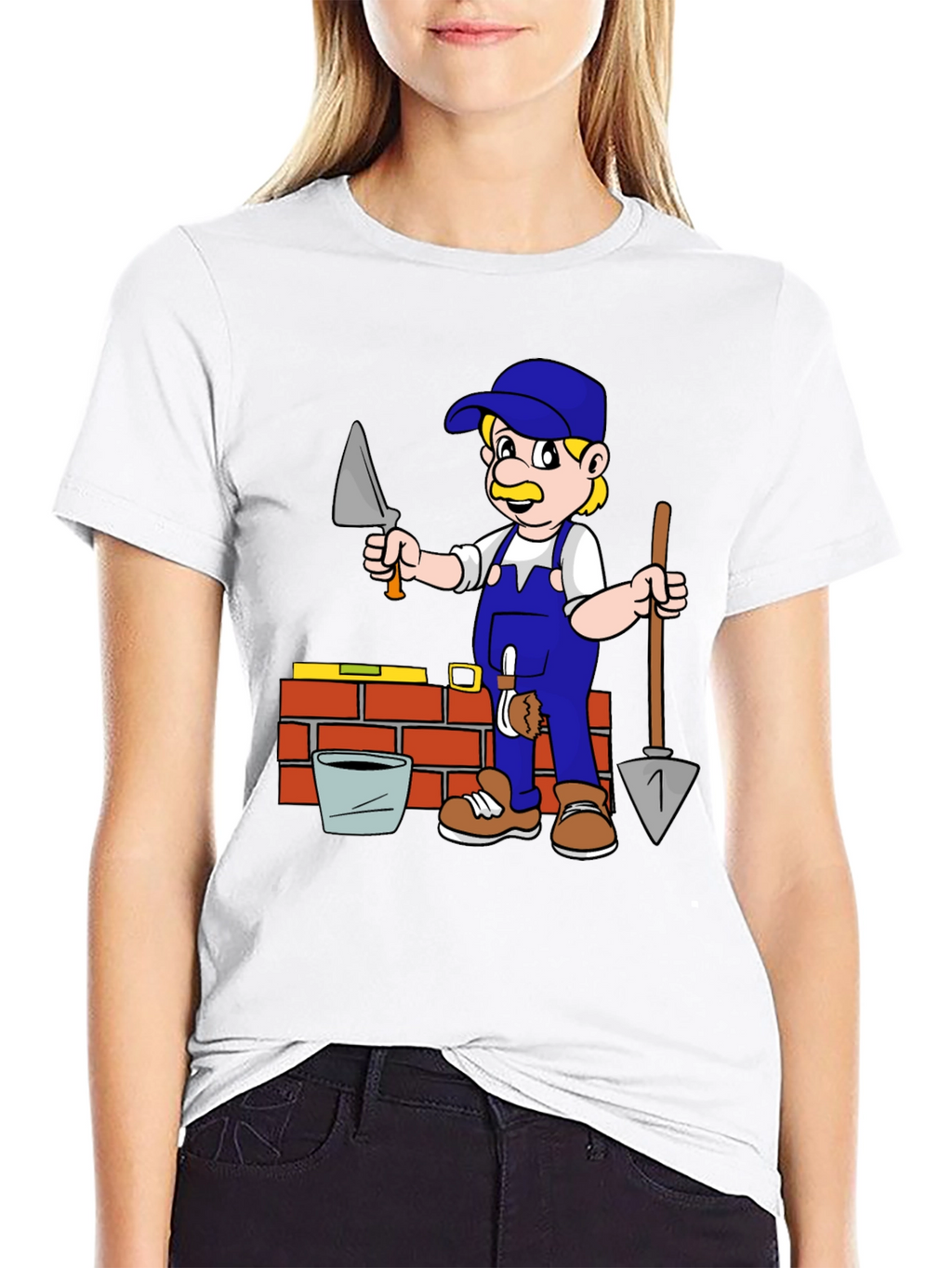 Bricklayer Cartoon Graphic T-Shirt