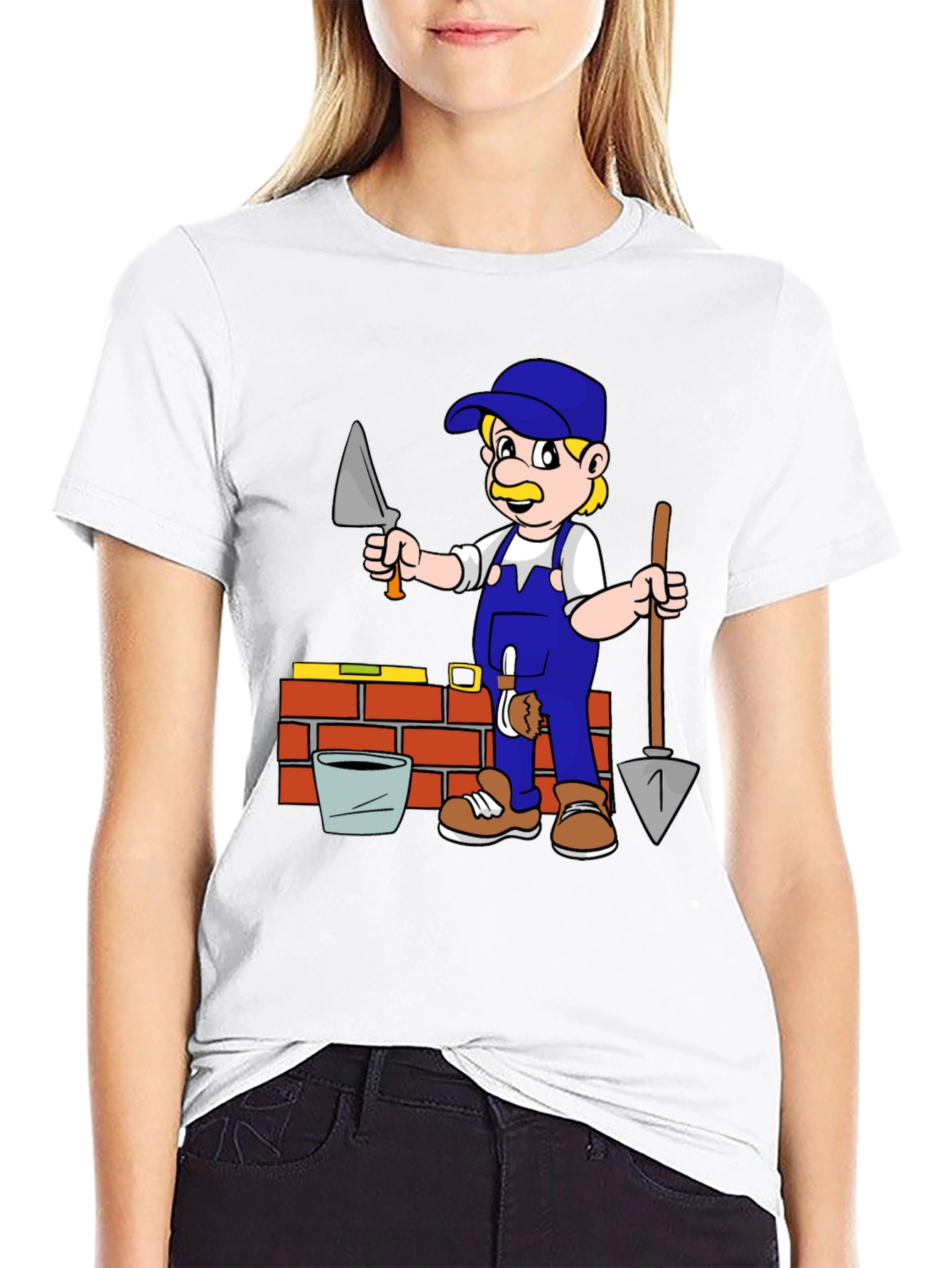 Bricklayer Cartoon Graphic T-Shirt