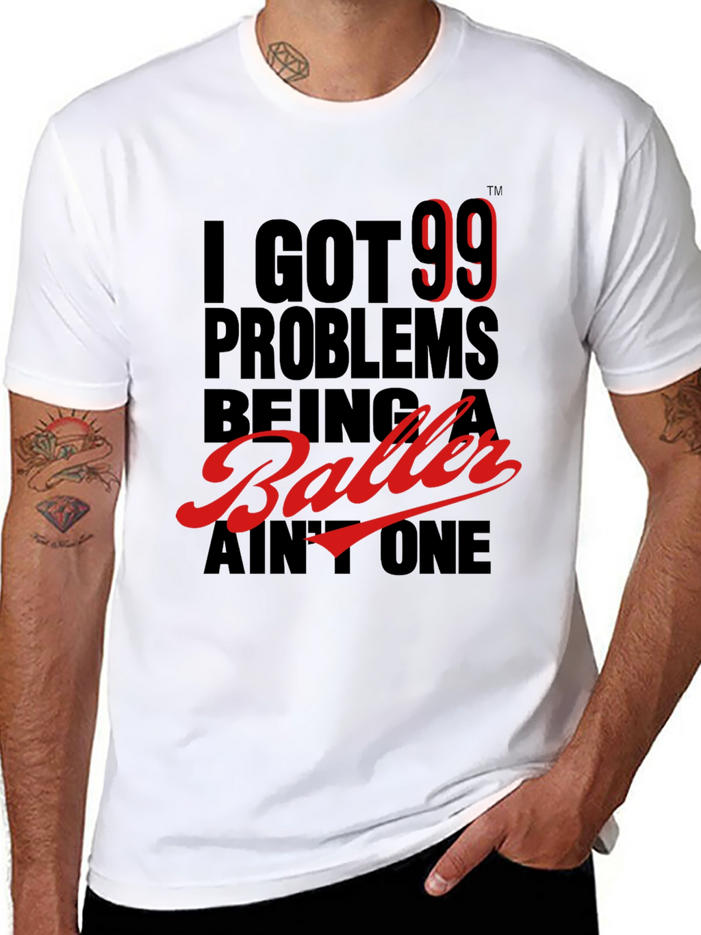99 Problems Baller Graphic Tee - Black