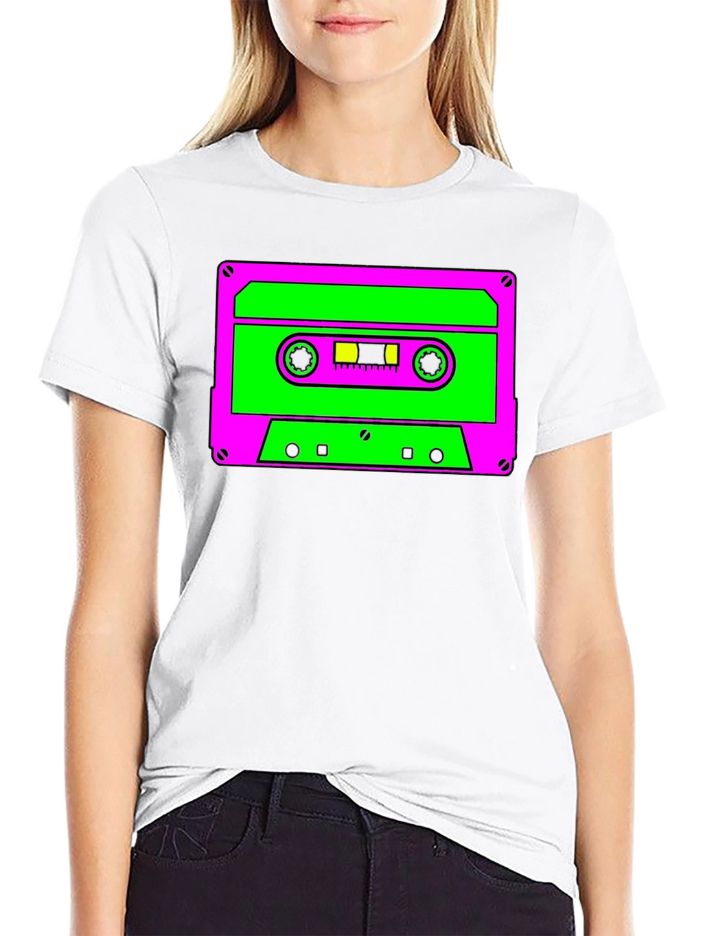 Retro Cassette Graphic Tee - Black Cotton