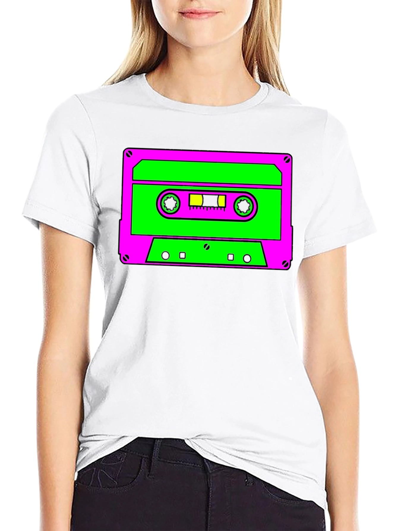Retro Cassette Graphic Tee - Black Cotton