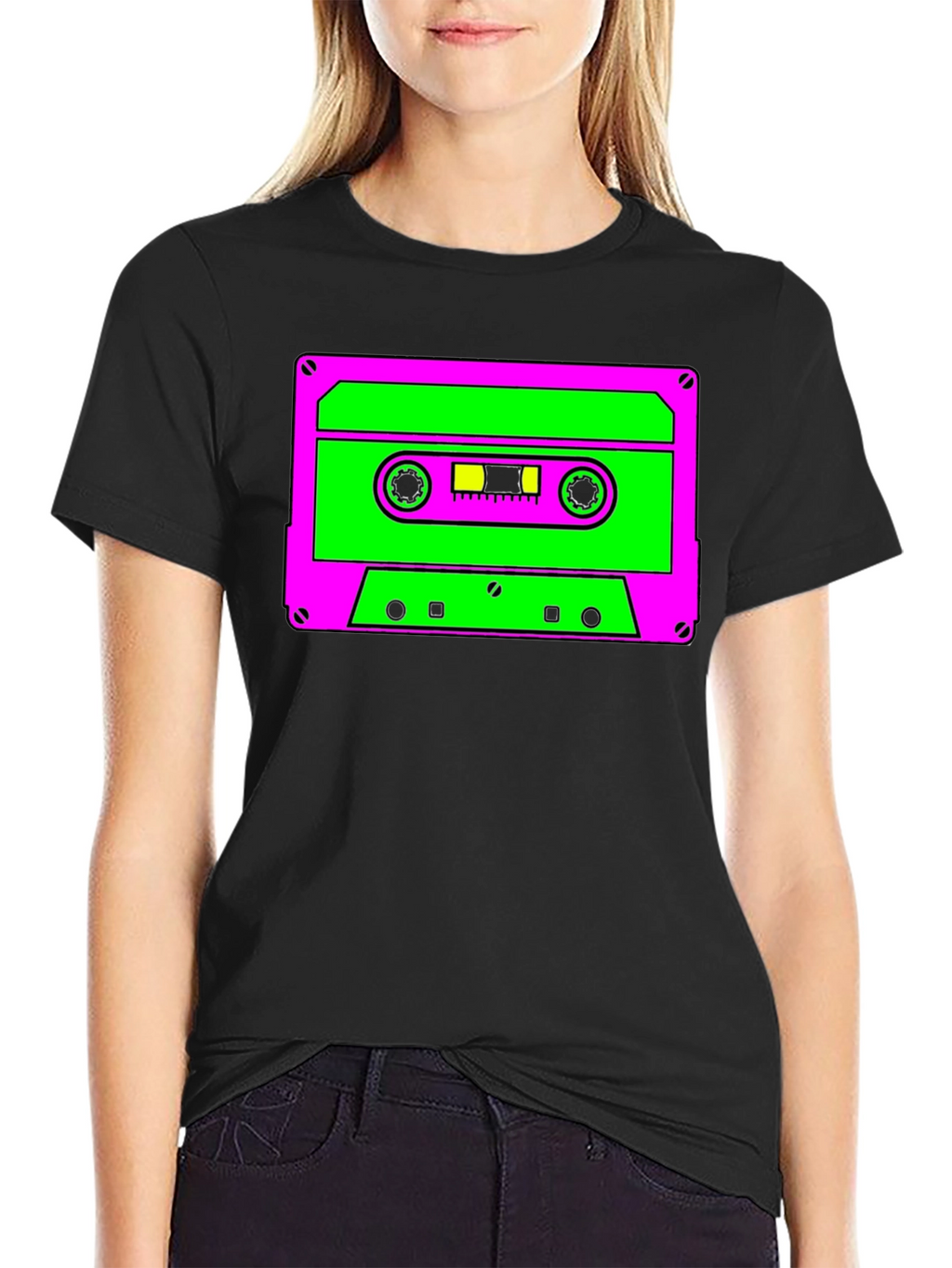 Retro Cassette Graphic Tee - Black Cotton