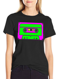 Retro Cassette Graphic Tee - Black Cotton