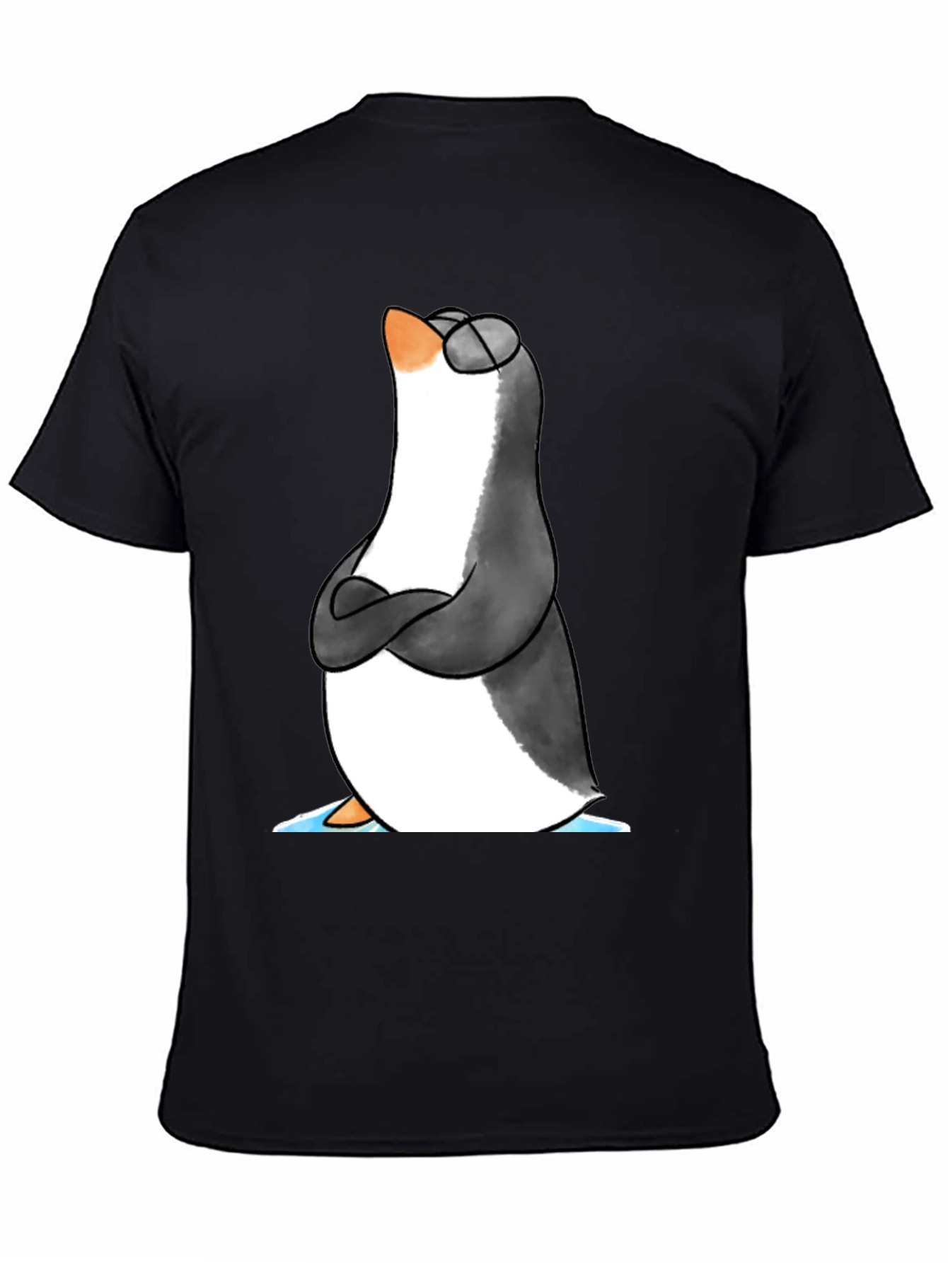 Cool Penguin Graphic Tee - Black Cotton T-Shirt