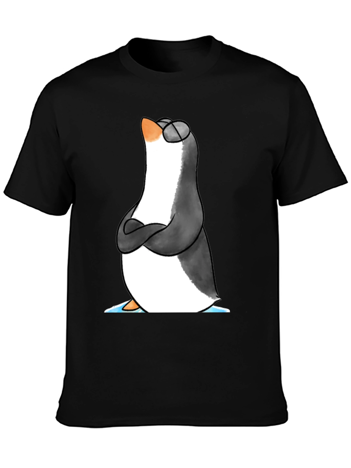 Cool Penguin Graphic Tee - Black Cotton T-Shirt