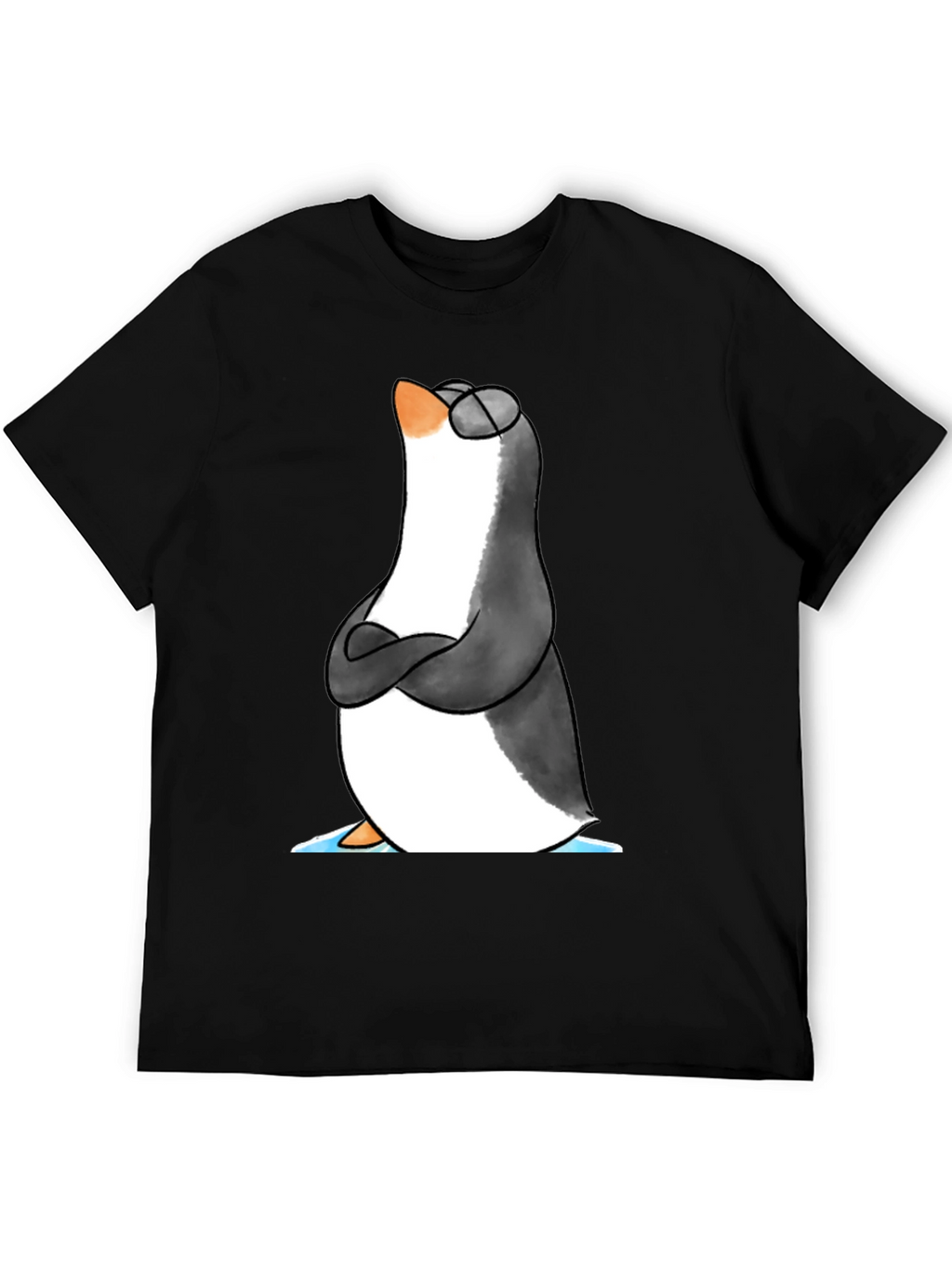 Cool Penguin Graphic Tee - Black Cotton T-Shirt