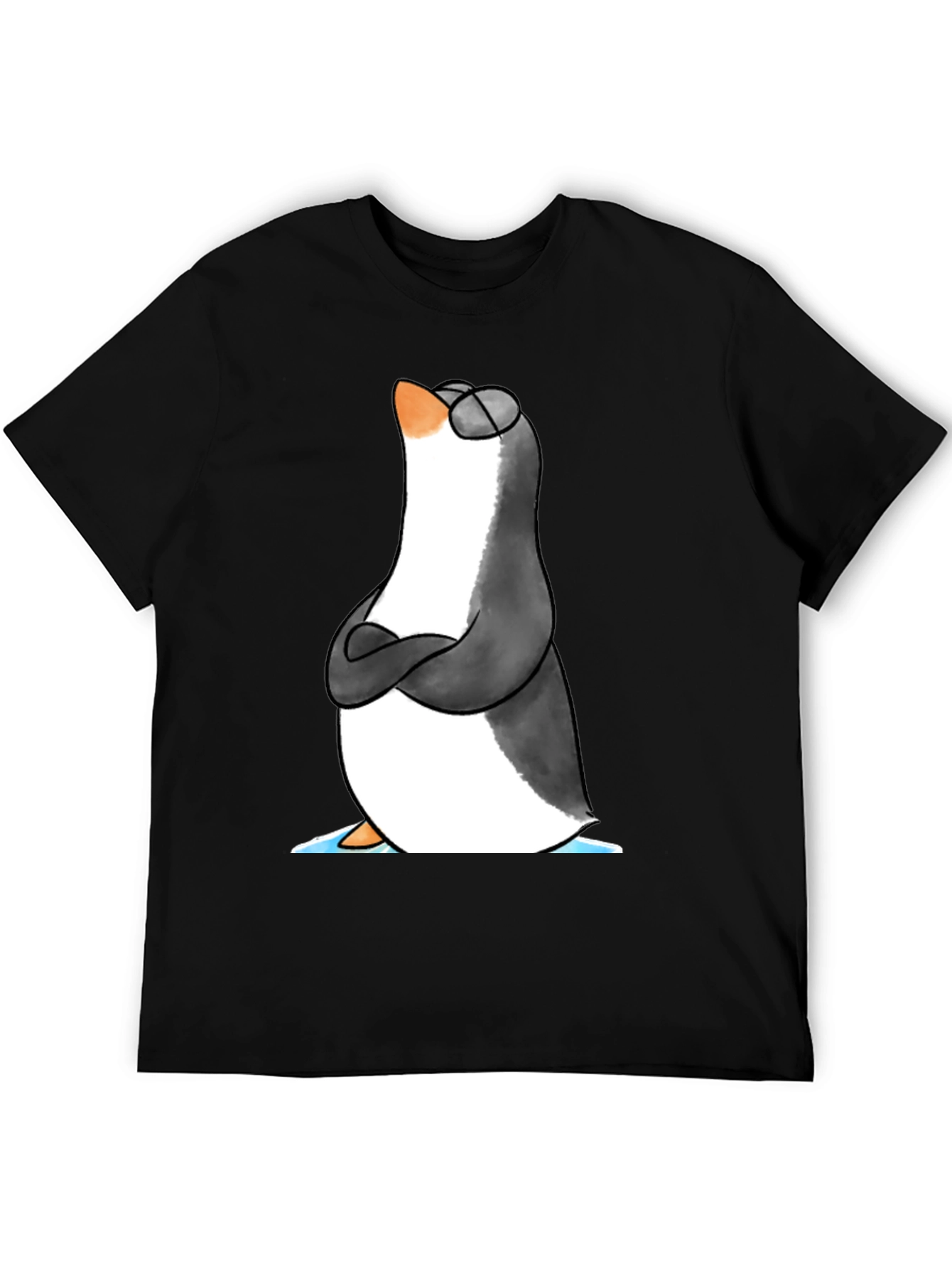 Cool Penguin Graphic Tee - Black Cotton T-Shirt