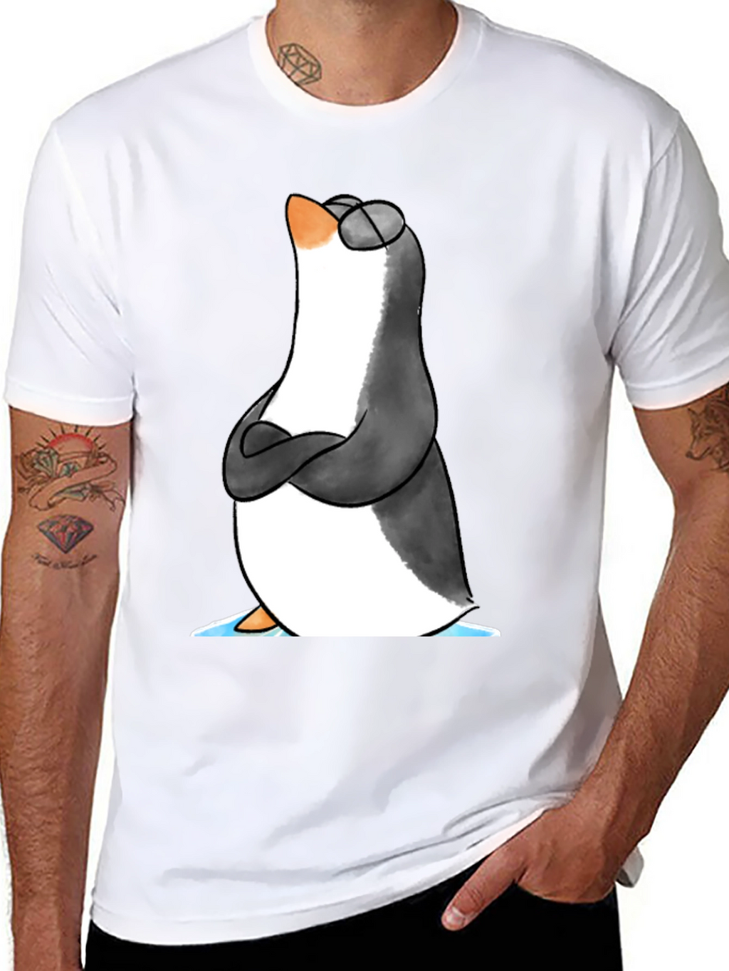 Cool Penguin Graphic Tee - Black Cotton T-Shirt