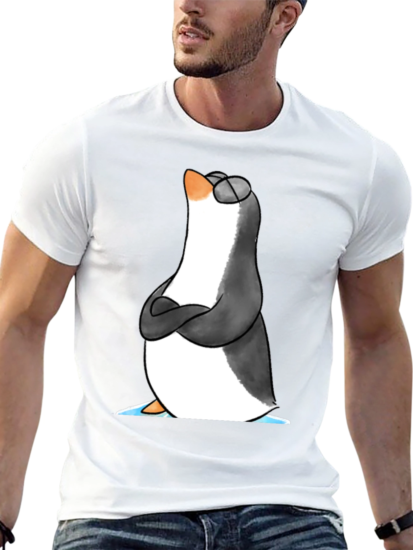 Cool Penguin Graphic Tee - Black Cotton T-Shirt