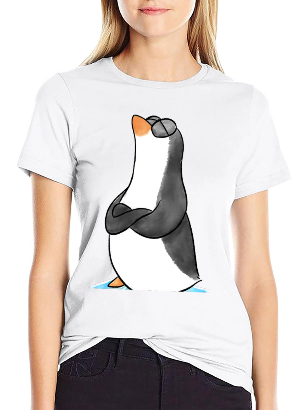 Cool Penguin Graphic Tee - Black Cotton T-Shirt